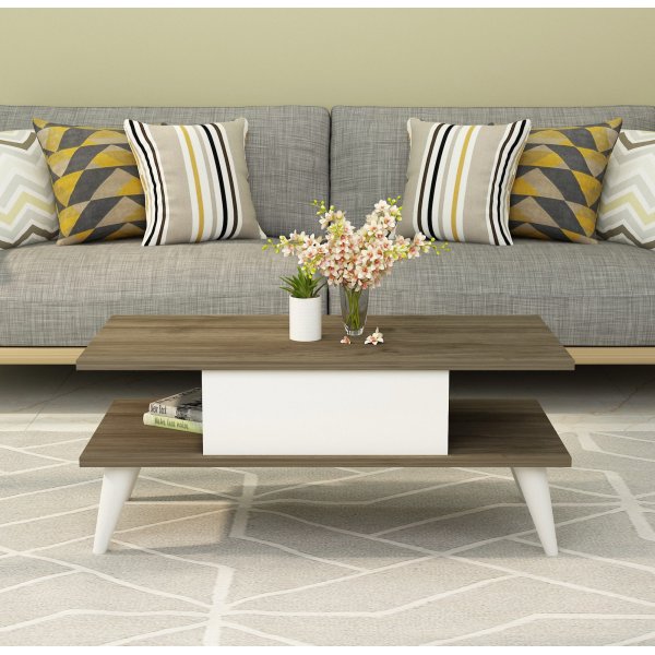 Beta Couchtisch - Nussbaum/wei