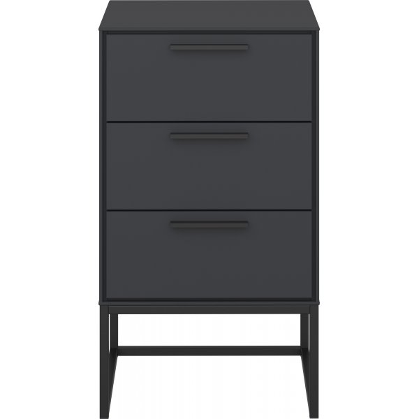 Schmaler Nachttisch 3 - Grau/Schwarz