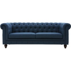 Herron blaues 3-Sitzer-Chesterfield-Sofa + Fleckentferner fr Mbel