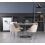 Plaza Essgruppe, Marmortisch mit 4 Plaza Samtstühlen - Beige/Weiß/Chrom