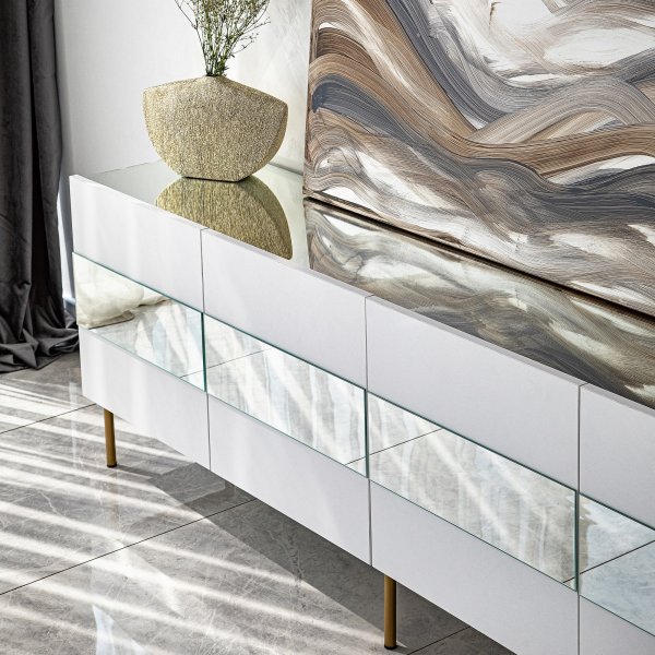 Leon Medienbank - Weiß/Gold Leon Medienbank - Weiß/Gold