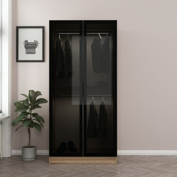 Cavolo Kleiderschrank 90x52x210 cm - Braun/Rauch