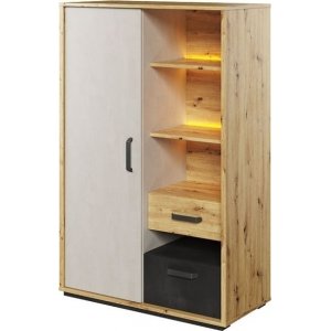 Qubic Schrank 90 cm - Artisan Eiche/Grau/Schwarz