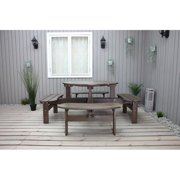 Ronda-Mbelgruppe - Gartenbank & Tisch in einem - Braun