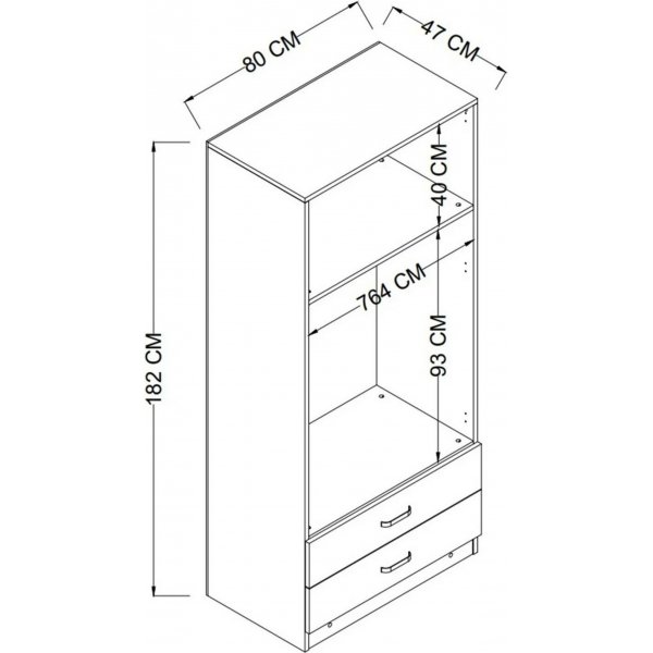 Yaman Kleiderschrank 80 x 47 x 182 cm - Kiefer