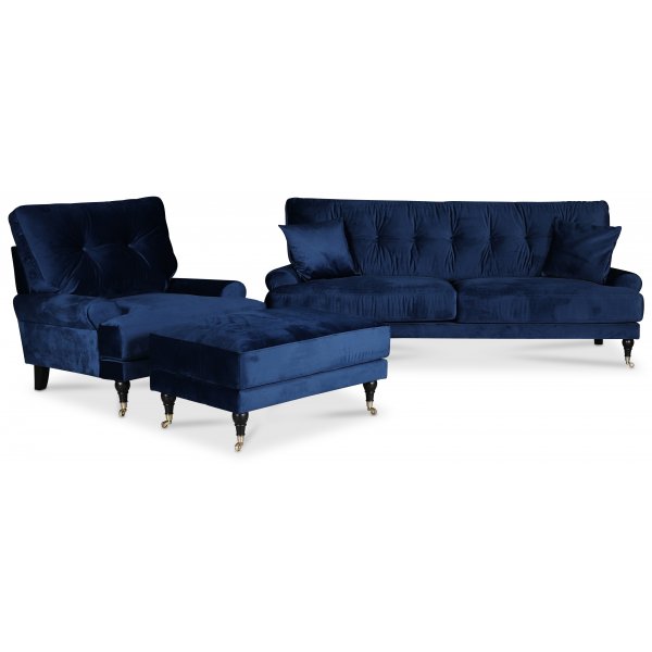 Adena Fuhocker XL - Mitternachtsblau Samt