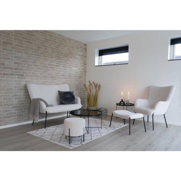 Alford Pouf - Lammleder (Kunstleder)/schwarz + Möbelreinigung Alford Pouf - Lammleder (Kunstleder)/schwarz + Möbelreinigung