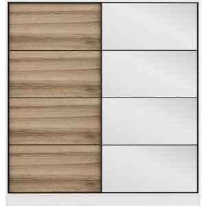 Kapusta Kleiderschrank mit Spiegeltr, 180 cm - Wei/Braun