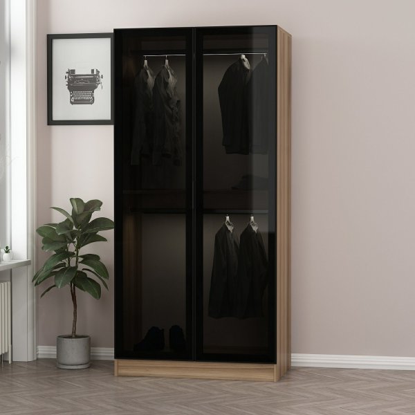 Cavolo Kleiderschrank 90x52x210 cm - Braun/Rauch