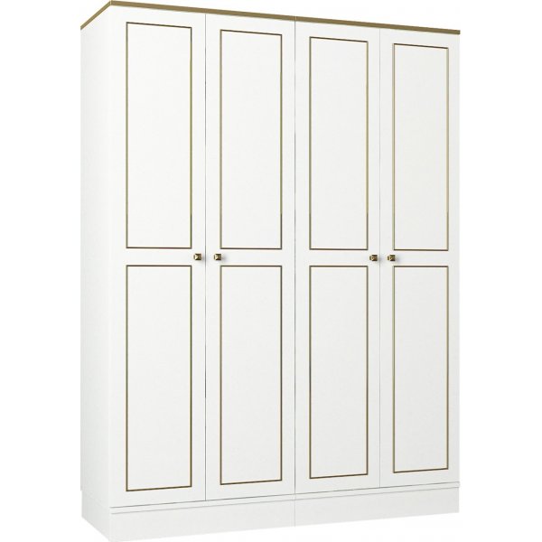 Ravenna 4 Kleiderschrank - Wei/Gold