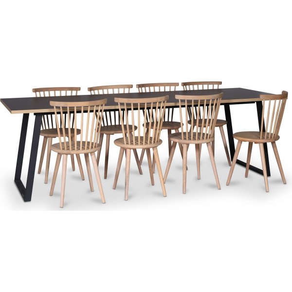 Edge 3.0 Essgruppe 240x90 cm inkl. 8 wei gelten Drehsthlen Castor - Schwarz Hochdrucklaminat (HPL)