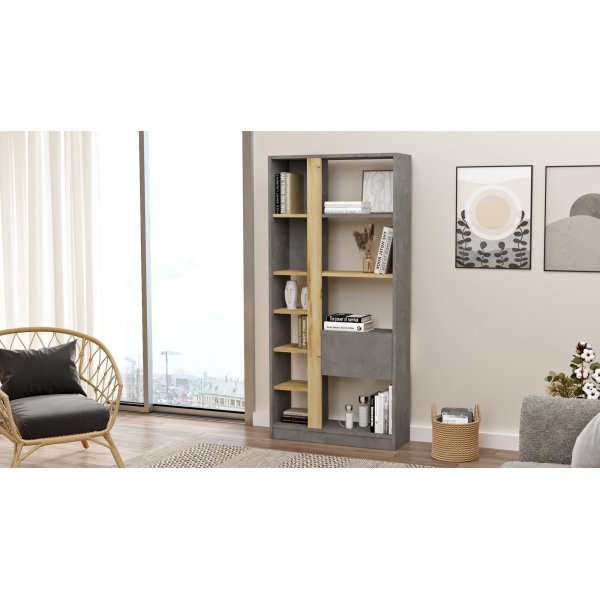 Luvio B�cherregal 21 - Eiche/Silber