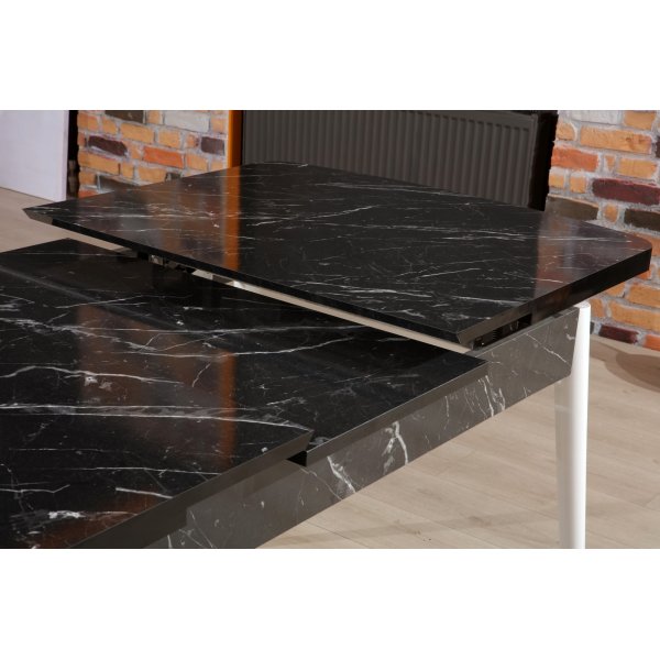 Bendir Esstisch 132-170 x 76,5 cm - Schwarz/Wei�