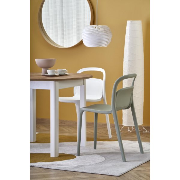 Runder ausziehbarer Esstisch Eiche/Wei 102-142 cm - Berivan