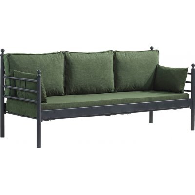 Manyas 3-Sitzer Outdoor-Sofa - Schwarz/Grn + Mbelpflegeset fr Textilien