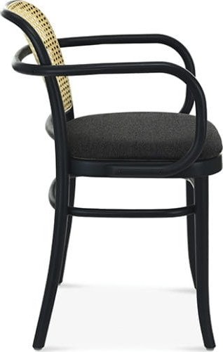 Nr. 811 Gestellstuhl mit Rattanlehne - Optionale Farbe des Gestells und der Polsterung