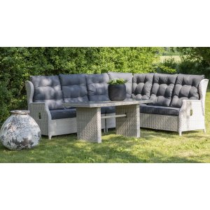 Wembley verstellbares Ecksofa mit Tisch - Leichtes synthetisches Rattan