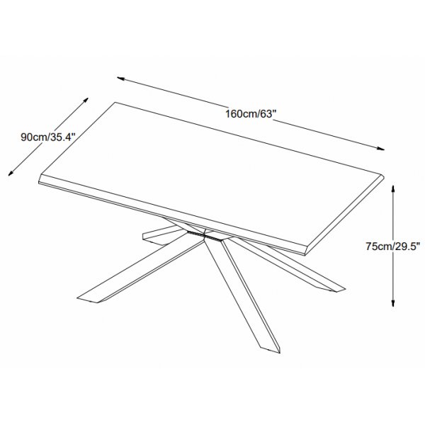 Sky-Esstisch aus Eiche mit gekreuzten Beinen - 160 x 90 cm