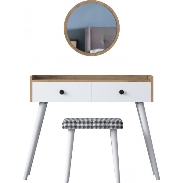 Bijou Schminktisch 3, 99 x 40 cm - Walnuss/Wei