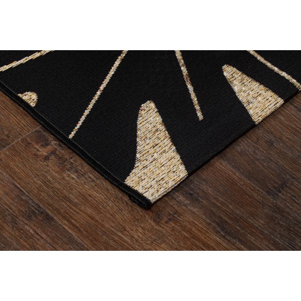 Domani Monstera flach gewebter Teppich Schwarz Domani Monstera flach gewebter Teppich Schwarz