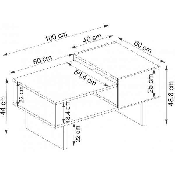 Frank Couchtisch 100 x 60 cm - Beige/Anthrazit Frank Couchtisch 100 x 60 cm - Beige/Anthrazit