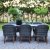 Oxford-Speisegruppe im Freien; grau/weier Tisch 220 cm inkl. 6 Valetta-Sessel graues Kunstrattan