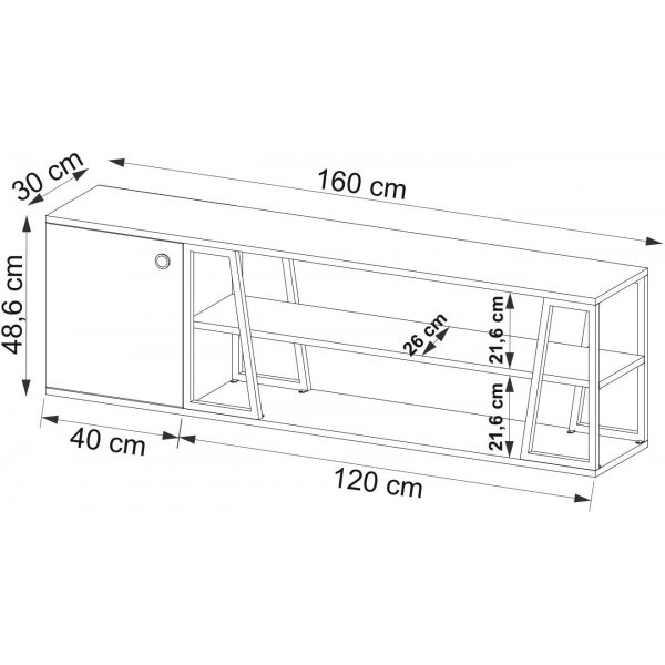 Lissa TV-Stnder 160 cm - Saphireiche/Schwarz