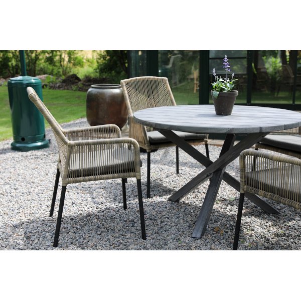Scottsdale Outdoor-Essgruppe um einen Tisch mit 4 Sthlen mit Ystad-Gestell - Beige/Grau
