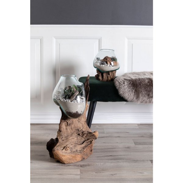 San Marino Wassertropfenvase - Teak/Glas - 15-20 cm