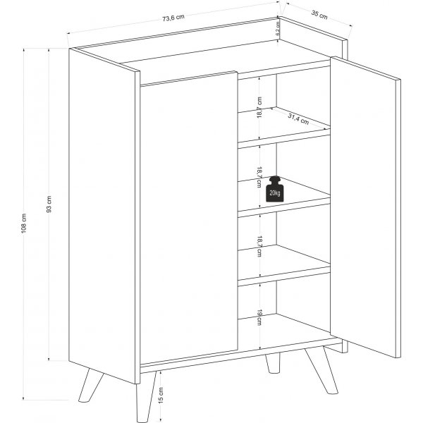 Ruby Schuhschrank - Anthrazit/Eiche