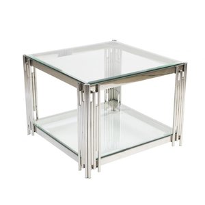 Prato Couchtisch 70 cm - Chrom/Glas