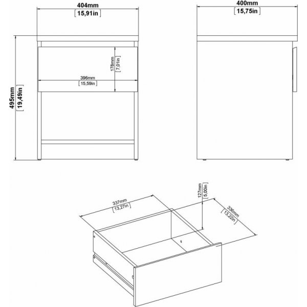 Naia Nachttisch 1 - Beton/wei