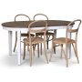 Lebensmittelgruppe Skagen; Esstisch 160/210x90 cm - Eiche wei/braun gelt mit 4 Danderyd No.16 Sthlen Whitewash
