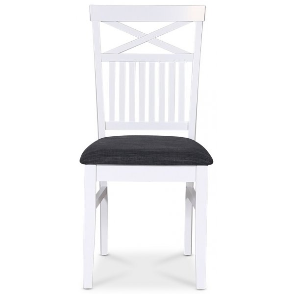 Stuhl mit Kreuz auf der Rckenlehne, graue Sitzflche - Skagen + Mbelfe