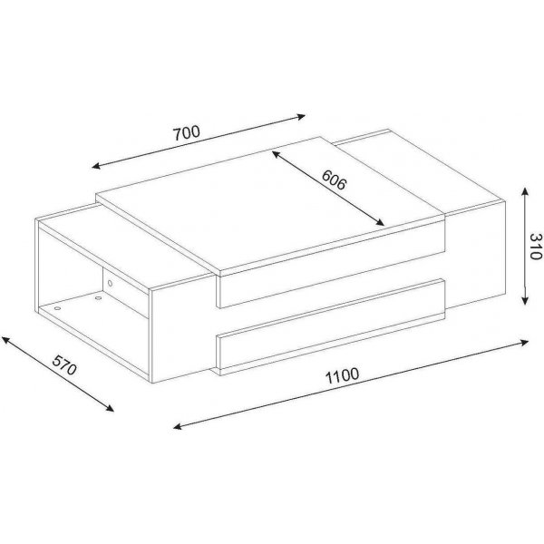 Nora Couchtisch 110 x 61 cm - Wei/Walnuss