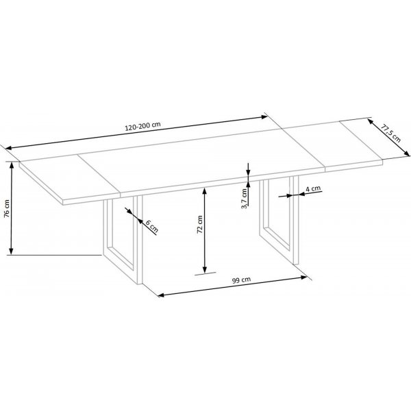 Gambon Esstisch 120x78 cm - Eiche/Schwarz