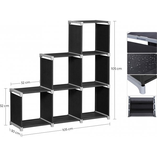 Kasper Regal 6 F�cher - Schwarz/Grau