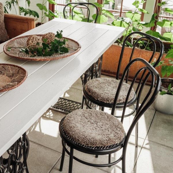 Lockiges Sitzkissen Hellbraun - 34 cm