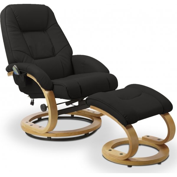 Lanzer Massagesessel mit Fu�schemel - Schwarz (PU)