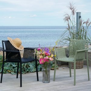 Tulsa schwarzer Terrassenstuhl, stapelbar Tulsa schwarzer Terrassenstuhl, stapelbar