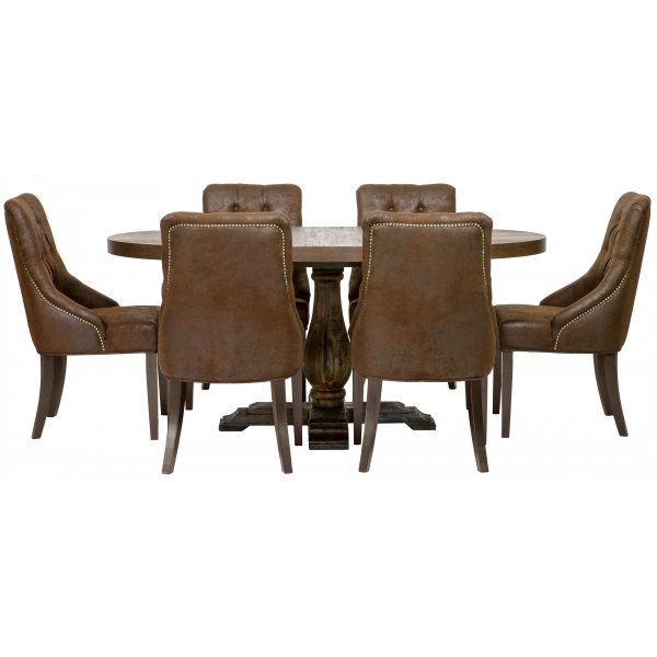 Esstischgruppe: Lamier runder Esstisch + 6 Tuva Europe Stühle - mocca Esstischgruppe: Lamier runder Esstisch + 6 Tuva Europe Stühle - mocca