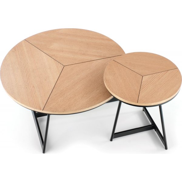 Polos Couchtisch 80 cm - Eiche/schwarz