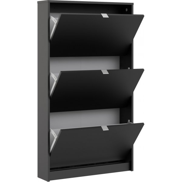 Schuhschrank mit 3 Fchern - Schwarz