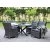 Essgruppe Mercury: Runder Scottsdale-Tisch mit 4 Jacksonville-Sesseln aus grauem synthetischem Rattan + Fleckentferner fr Mbel