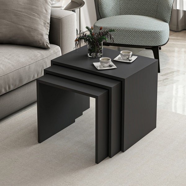 Nebes Tisch 45/50/55 x 36/38/40 cm - Anthrazit