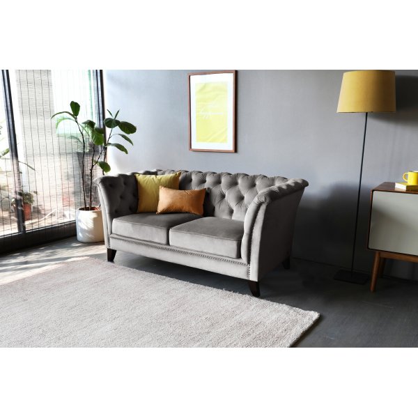 Sofa 2-Sitzer Chesterfield grau - Henry