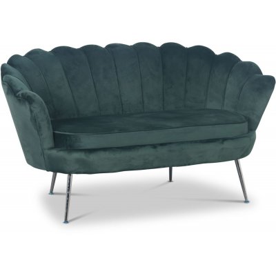 Kingsley 2-Sitzer-Sofa in Samt - Grn / Chrom + Mbelpflegeset fr Textilien