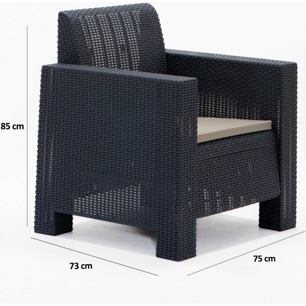 Aksu Loungegruppe mit 2-Sitzer-Sofa - Anthrazit