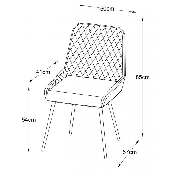 Carina-Stuhl aus blauem Samt mit Rautenmuster