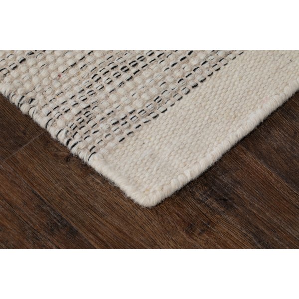 Getufteter handgewebter Wollteppich Weiß/Schwarz Getufteter handgewebter Wollteppich Weiß/Schwarz